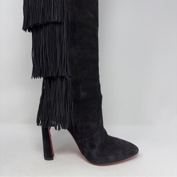 Christian Louboutin Boot Lionne Knee High Suede Fringe Boots EU 37 - Picture 7 of 13